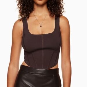 Aritzia Wilfred Natalie Black Knit Corset Cropped Top szS  BinZ
